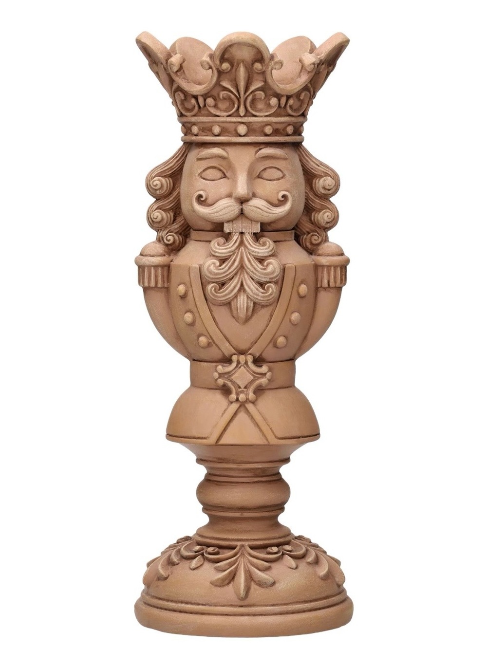 11.5’ Nutcracker King Pillar Candle Holder in Matte Tan Polyresin Christmas
